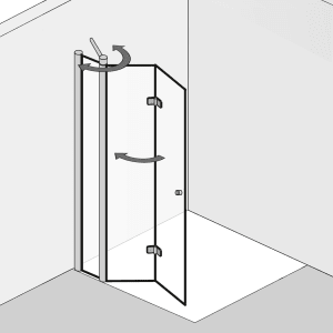 HSK Walk In Exklusiv Drehfalttür an Nebenteil 90 cm Anschlag links