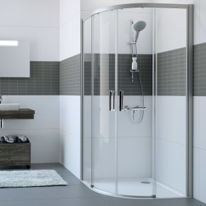 HÜPPE Classics 2 EasyEntry 1/4 Kreis Gleittür im Sondermaß, R= 50 cm, Glas ohne Anti-Plaque