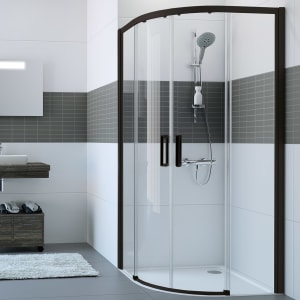 HÜPPE Classics 2 EasyEntry 1/4 Kreis Gleittür im Sondermaß, R= 55 cm, Glas mit Anti-Plaque