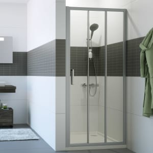 HÜPPE Classics 2 Gleittür 2-teilig mit festem Segment 120 x 190 cm, Glas mit Anti-Plaque