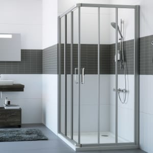 HÜPPE Classics 2 Gleittüreckeinstieg 3-teilig 80/80 x 190 cm, Glas mit Anti-Plaque