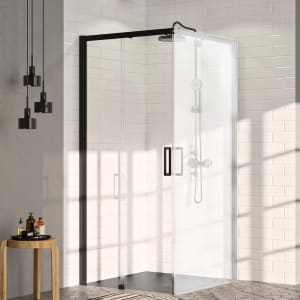 HÜPPE Classics 2 EasyEntry Gleittüreckeinstieg 1/2-Teil Links im Sondermaß, Glas mit Anti-Plaque