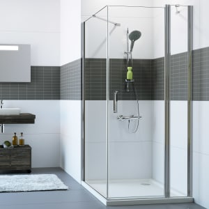 HÜPPE Classics 2 Schwingtür mit Festteil für Seitenwand/Eckeinstieg 80 x 190 cm, Glas mit Anti-Plaque