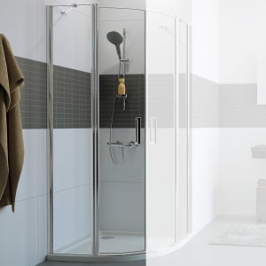 HÜPPE Classics 2 1/4 Kreis Schwingtür mit Festteil 90 x 200 cm, R= 55 cm, Glas mit Anti-Plaque