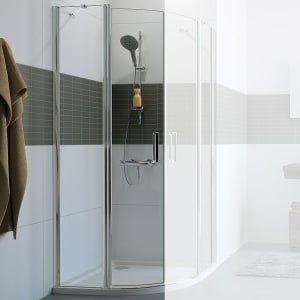 HÜPPE Classics 2 1/4 Kreis Schwingtür mit Festteil 90 x 200 cm, R= 55 cm, Glas ohne Anti-Plaque