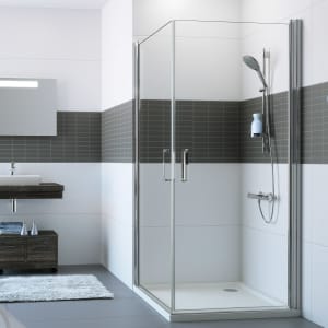 HÜPPE Classics 2 Schwingtüreckeinstieg 90/90 x 190 cm, Glas mit Anti-Plaque