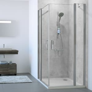 HÜPPE Classics 2 Schwingtüreckeinstieg mit Festteilen 90/90 x 190 cm, Glas mit Anti-Plaque