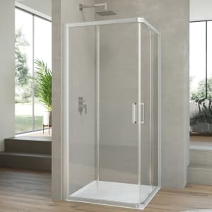 HÜPPE Pulsano 4-Eck Gleittüreckeinstieg 2-teilig 90 x 90 x 190 cm, Glas ohne Anti-Plaque