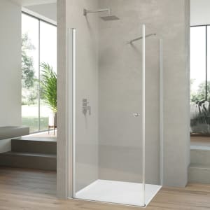 HÜPPE Pulsano 4-Eck Schwingtür für Seitenwand/Eckeinstieg 80 x 200 cm, Glas mit Anti-Plaque