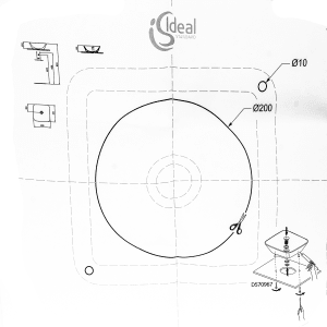 Ideal Standard Ausschnittschablone für Connect Air Aufsatzschale 40 x 40 cm