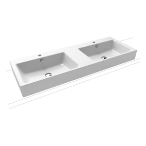 Kaldewei PURO Aufsatz-Doppelwaschtisch 3171 mit 2 Hahnlochbohrungen, 130 cm