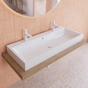 Kaldewei PURO Aufsatz-Doppelwaschtisch 3168 mit 2 Hahnlochbohrungen, 120 cm