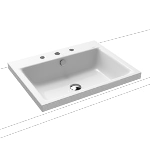 Kaldewei PURO Aufsatzwaschtisch 3154 mit 3 Hahnlochbohrungen, 60 cm