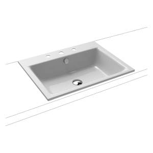 Kaldewei PURO Einbauwaschtisch 3151 mit 3 Hahnlochbohrungen, 60 cm