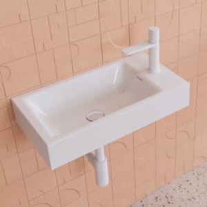 Kaldewei PURO Wand- Handwaschtisch 3162 mit 1 Hahnlochbohrung rechts, 55 cm