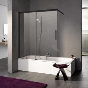 Kermi Dark Edition NICA Badewannenaufsatz 100 x 150 cm, Anschlag links