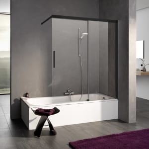 Kermi Dark Edition NICA Badewannenaufsatz 120 x 150 cm, Anschlag rechts