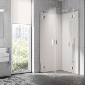 Kermi Liga Eckeinstieg Schwingtür mit Festteil für Duschwanne 120 cm, Halbteil links