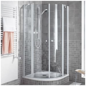 Kermi Ibiza 2000 Viertelkreis-Duschkabine mit Pendeltüren 90 x 90 x 185 cm, Radius 50 cm