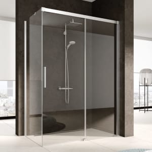 Kermi Nica Gleittür 2-teilig bodenfrei 150 cm mit Festfeld rechts zur Kombination mit Seitenwand