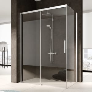 Kermi Nica Gleittür 2-teilig bodenfrei 130 cm mit Festfeld links zur Kombination mit Seitenwand