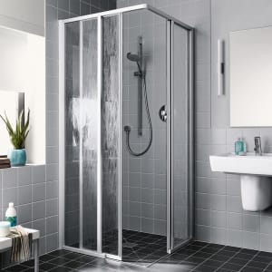 Kermi Nova 2000 Eckeinstieg 2-teilig bodenfrei 180 x 200 cm, Gleittüren Halbteil rechts