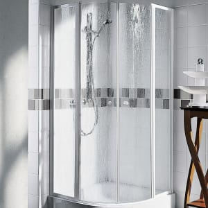 Kermi Nova 2000 Viertelkreis-Duschkabine R52 mit Pendeltüren u. Festfeldern 90x90x185 cm