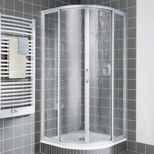Kermi Nova 2000 Viertelkreis-Duschkabine R53 mit Gleittüren u. Festfeldern 90x90x185 cm