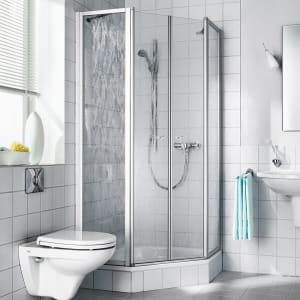 Kermi Nova 2000 F42 Fünfeck-Duschkabine mit Pendeltüren u. Festfeldern 90x90x200 cm