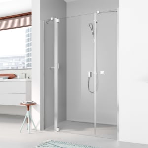 Kermi Raya Pendeltür 1-flügelig mit 2 Festfeldern 150 cm, Anschlag links für Nische und Kombination