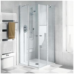 Kermi Ibiza 2000 Eckeinstieg 2-teilig Pendeltür mit Festteil, Halbteil 80 x 200 cm links