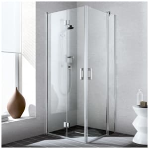 Kermi Liga Eckeinstieg Pendel-Falttüre 2-teilig 90 cm, Halbteil links für Duschplatz