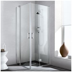 Kermi Liga Eckeinstieg Pendel-Falttüre 2-teilig 80 cm, Halbteil rechts für Duschwanne