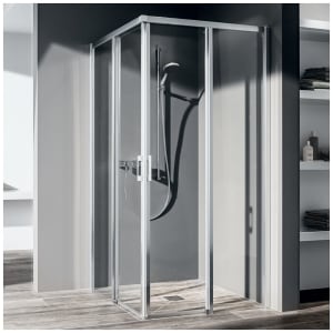 Kermi Liga Eckeinstieg 2-teilig bodenfreie Gleittür 80 cm, Halbteil rechts