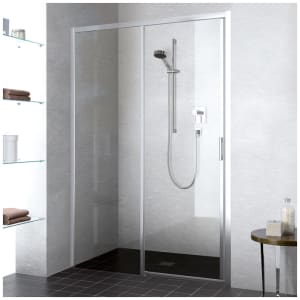 Kermi Liga Gleittür 2-teilig bodenfrei 150 cm für Duschplatz mit Festfeld links