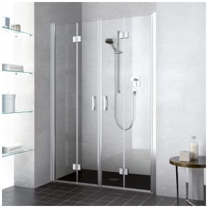 Kermi Liga Pendel-Falttür für Duschwanne 130 cm mit 4 Glasflügeln