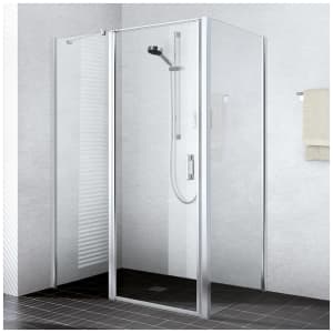 Kermi Liga Pendeltür für Duschwanne 1-flügelig mit Festfeld 120 cm, Anschlag links