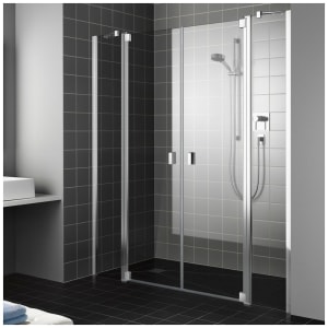 Kermi Raya Pendeltür 2-flügelig 170 cm mit 2 Festteilen für Nische und Kombination mit Seitenwand