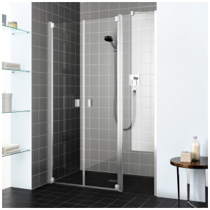 Kermi Raya Pendeltür 2-flügelig 120 cm mit 1 Festteil rechts für Nische und Kombination mit Seitenwand