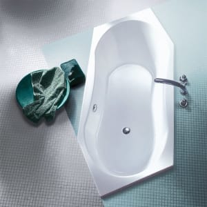 Koralle T200 6-Eckbadewanne 205 L, Überlauf vorne