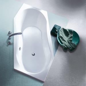 Koralle T200 6-Eckbadewanne 205 R, Überlauf hinten