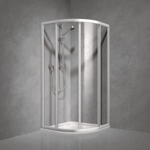 Koralle TwiggyTop VKSTT Schiebetür 2-teilig mit Festteilen, 80 x 195 cm, Radius 55 cm