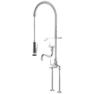 KWC Gastro Einhebel Spültisch-Zweiloch-Brückenbatterie mit erhöhtem Sockel, Ausladung 20 cm