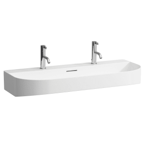 LAUFEN Sonar Aufsatzwaschtisch 100 x 42 cm, mit je 1 Hahnloch links und rechts