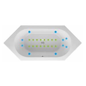 Mauersberger Sechseck-Badewanne Ovata 210 x 90 cm mit Whirlsystem ENERGY One und 2 Microjet Düsen im Fußbereich