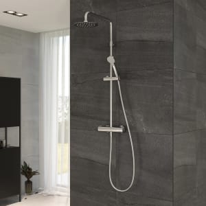 House Duschsystem mit Thermostat-Brausebatterie und Kopfbrause ultraflach rund, Aufputz