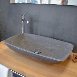 Stone Naturstein Aufsatzwaschtisch anthrazit 60 cm, ohne Hahnloch
