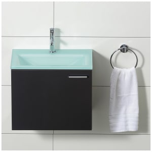 progettobagno Enea 50 Gästewaschtischkombination mit Glaswaschtisch 50 cm, Türanschlag links