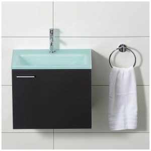 progettobagno Enea 50 Gästewaschtischkombination mit Glaswaschtisch 50 cm, Türanschlag rechts