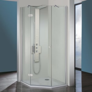 Steinkamp Living Fünfeckdusche 3-teilig 90 x 90 cm Anschlag links inkl. easypearl